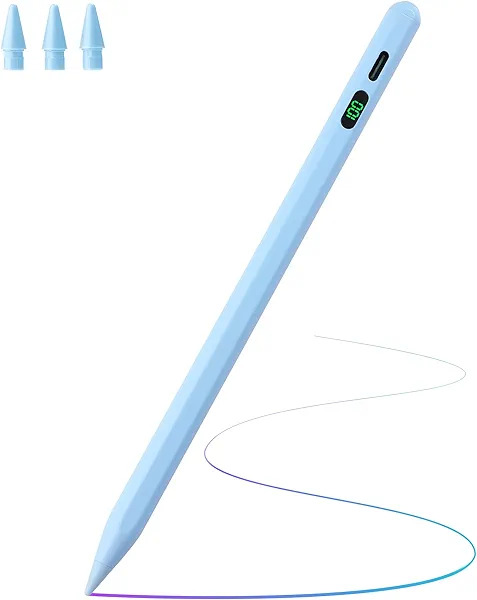 Pencil for Apple, Tilt Sensitivity Palm Rejection, Stylus Pen for iPad A16 11/10/9/8/7/6 Generation, iPad Pro 12.9"/13in/11-inch M4, iPad Air M3/M2/5/4/3, iPad mini A17 7/6/5 Gen Fast Charge (Blue)