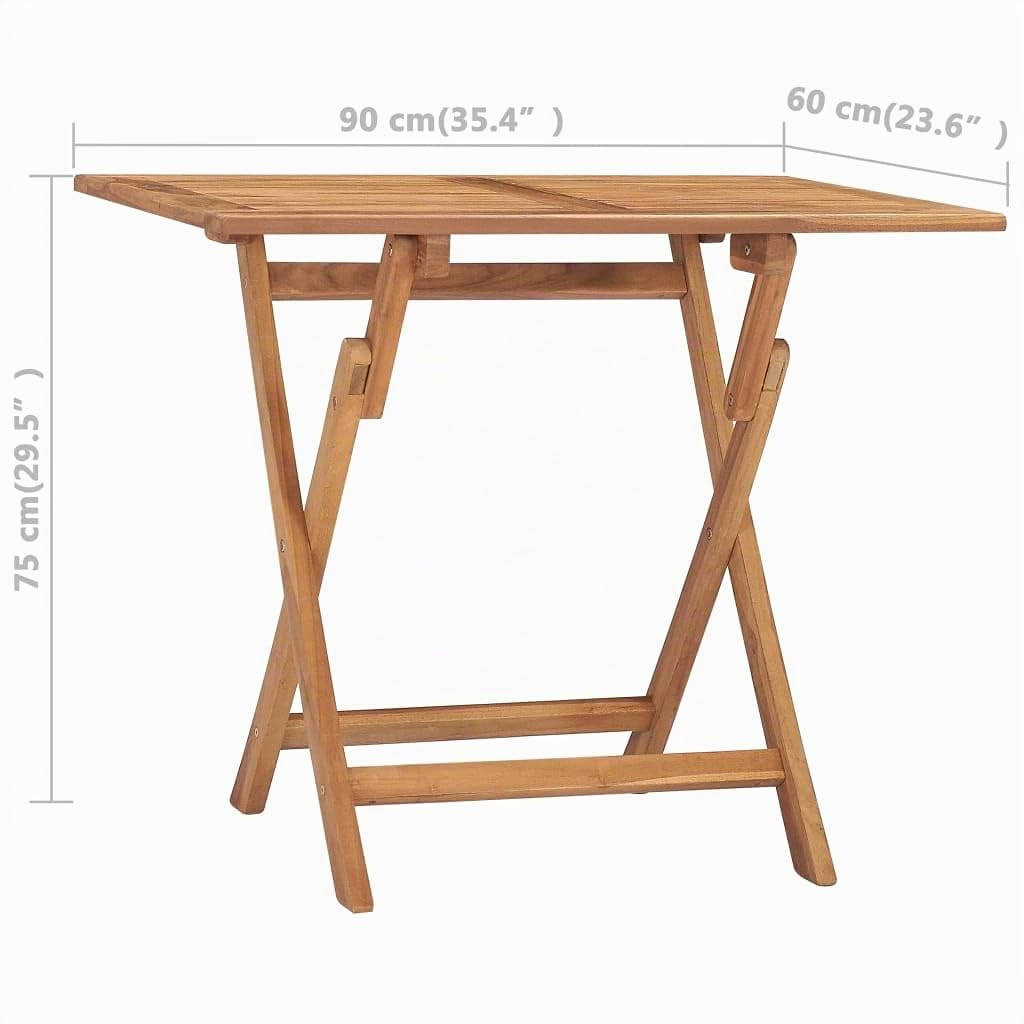vidaXL Tavolo da Giardino Pieghevole 90x60x75 cm in Massello di Teak
