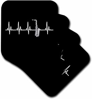 3dRose A Heartbeat EKG line for Saxophone Players and Jazz Musicians. - Coasters (CST_350628_3)