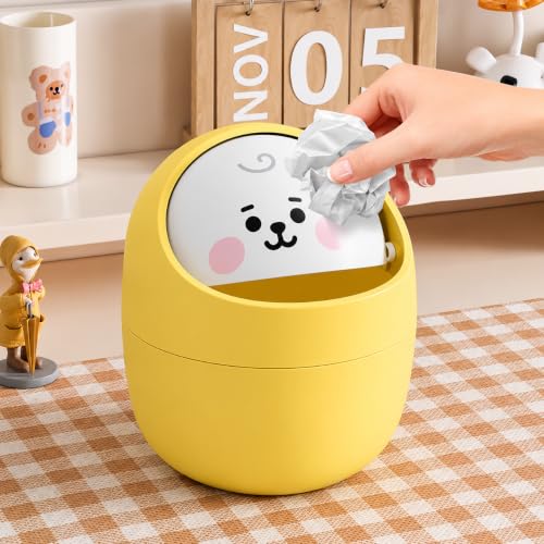 Image of Cortina Corton Design Plastic Small Tabletop Dustbin, Small Waste Bin for Study Table, Office Desk, Bathroom, Kitchen Sink & Washroom (Yellow)
