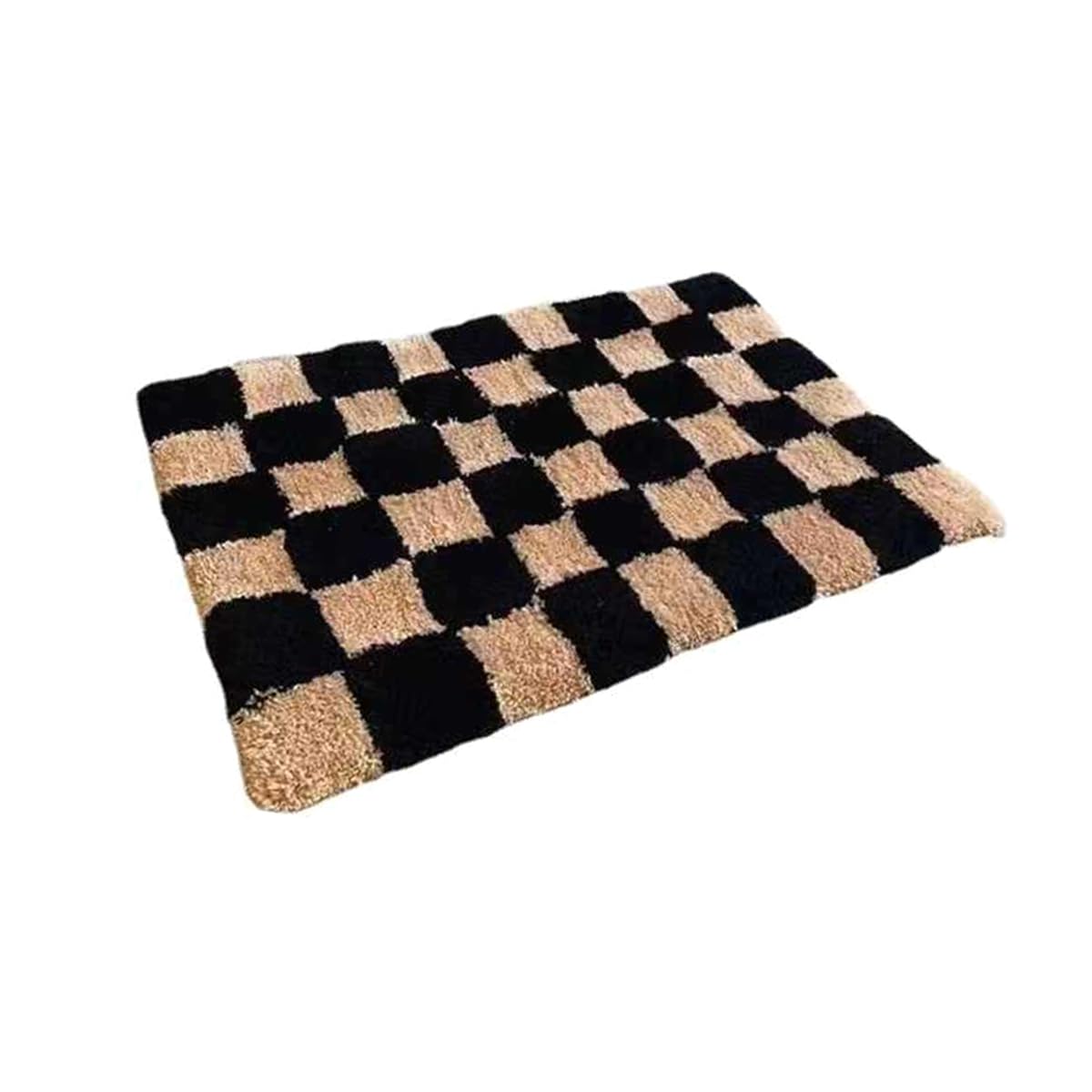Vjsujehgy Non-Slip Modern Simple Checkerboard Flocking Household Thickened Square Carpet Bathroom Toilet Door Absorbent Dirt Covering A