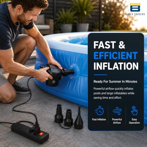 Image of Btag Portable Electric Air Pump | Fast & Efficient Inflator for Car Tires, Bikes, Balls & Inflatable Products