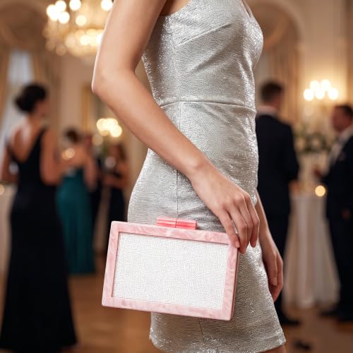 Image of RomanticDesign Women Acrylic Handbag Rattan Woven Pattern Square Box Crossbody Handbag Shoulder Bag Chain Purse