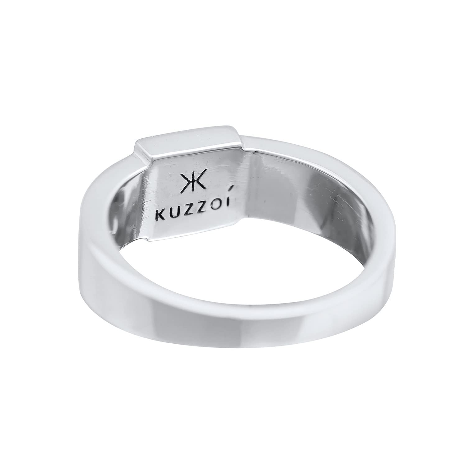 Kuzzoi Anillo de sello para hombre con piedra preciosa de ónix, plata de ley 925 pulida, anillo de plata maciza con piedras preciosas (5 mm), color negro, anillo para hombres en la talla 60 – 66,