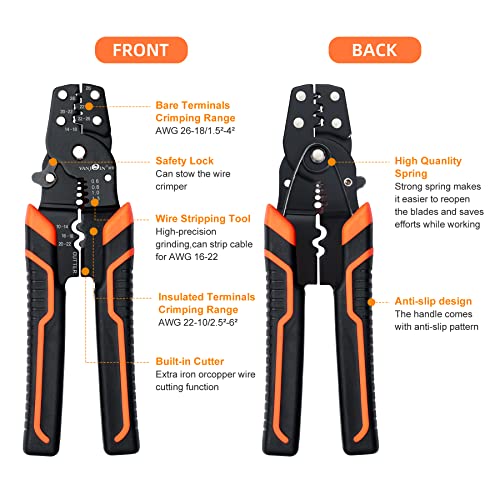 Wire Stripper Crimper Pliers Set For Awg 10-22, 2 Pcs Wire Stripping Crimping Tool, Wire Strippers With Wire Cutter For Stripping Solid Wires, Crimping Terminal Wire Connector, Cutting Wires Cables #TOP2