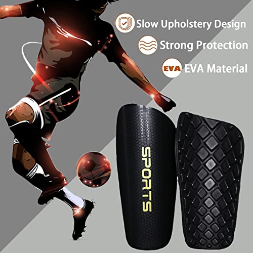 Soccer Football Socks Knee Shin Pads Set 1 Pair, World Cup Games Sports Calf Protector Shin Pads Long Soccer Socks Anti-Slip Breathable And Impact Resistant For 5-14 Old Kids/Teenagers (Size M) #TOP2