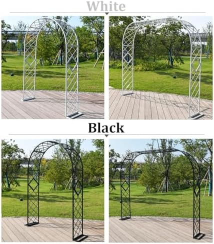 Metal Garden Arbor Arch for Climbing Plants - 7.5ft Steel Trellis in White/Black/Green/Brown - Outdoor Wedding Ceremony Party Decor - Durable Garden Feature