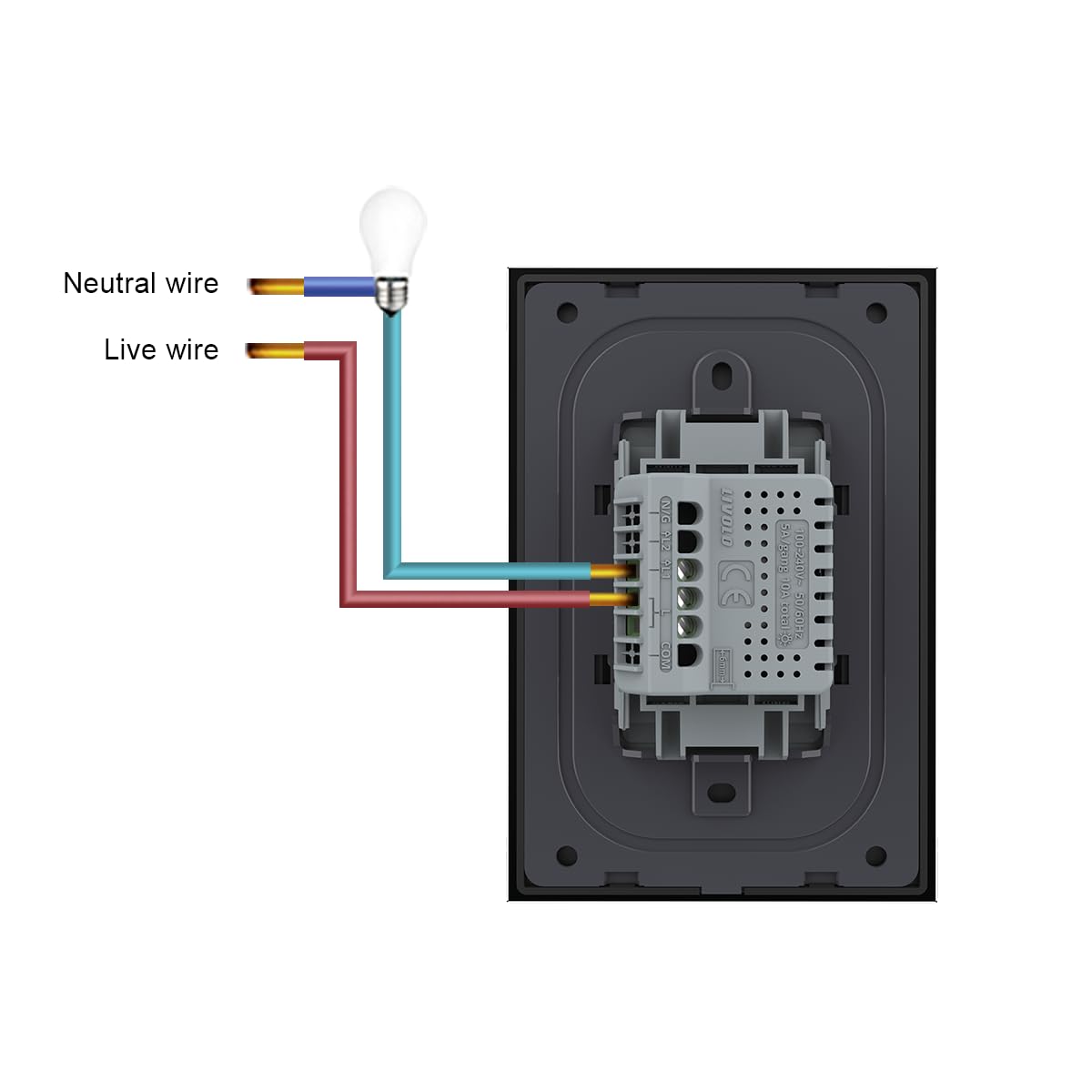 LIVOLO 1 Circle 1 Way Modern Electrical Light Switch Single Pole Wall Switch Touch Light Switch with Led Indicator,No Neutral Wire,Black