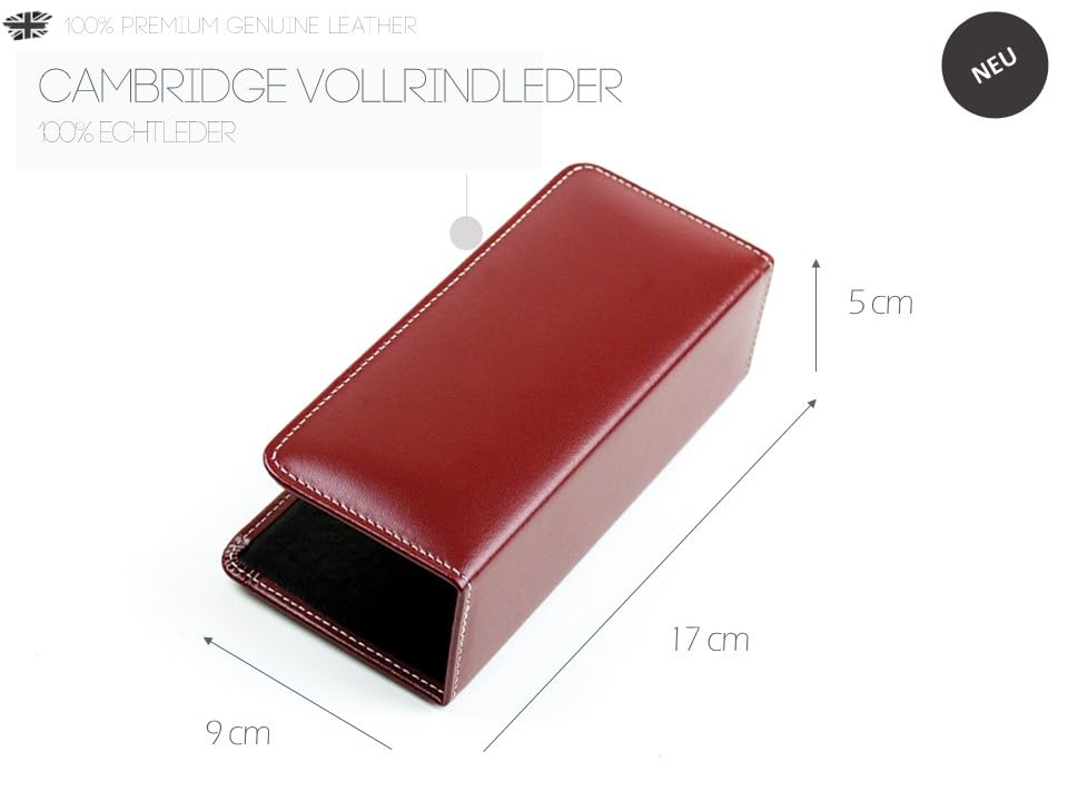 DELMON VARONE - Briefständer aus Cambridge Top Grain Leder rot, Dokumentenhalter zur Aufbewahrung von Briefe, Dokumente und Prospekte, Organizer für Schreibtisch und Büro mit Metalleinlage