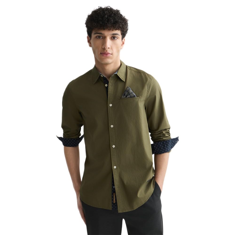 Scotch & Soda Poplin Shirt Camicia, Notte Oliva 301, XL Uomo