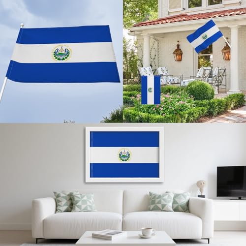 Drapeau Salvador résistant aux UV et intempéries en toile double face