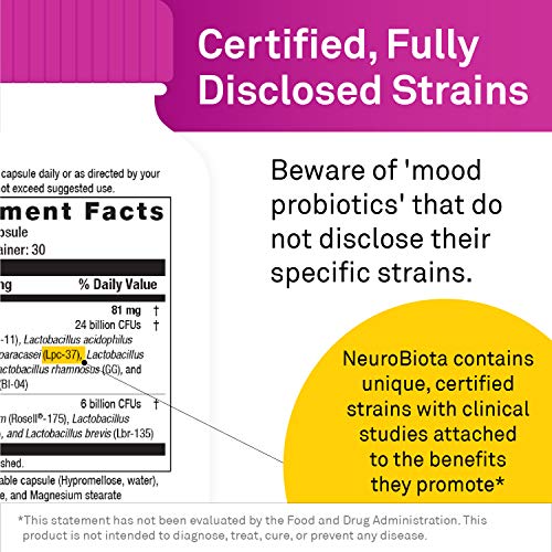 Neuroscience Neurobiota - Mood Booster Probiotic Supplement To Promote Gaba - Probiotics For Digestive Health & Immune Support - 20 Billion Cfu, No Refrigeration Needed (30 Probiotic Pills) #TOP4