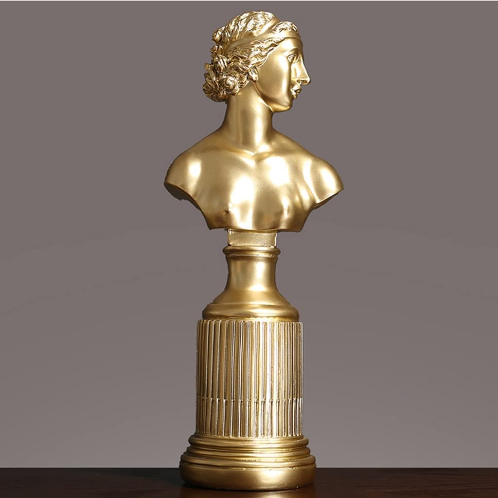 Ozdoby dekoracyjne, dekoracja wnętrz biust-złota żywica statua na biurko rzeźba rzemiosło dekoracja biurowa (36cm)