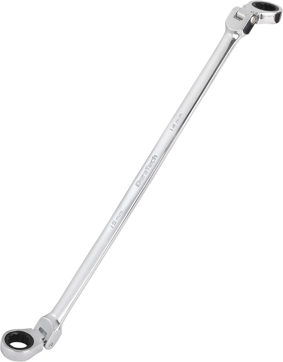 Size 14x15 mm Steel DURATECH 14 * 15 mm Extra Long Flex-Head Ratcheting Wrench, Metric, CR-V Steel