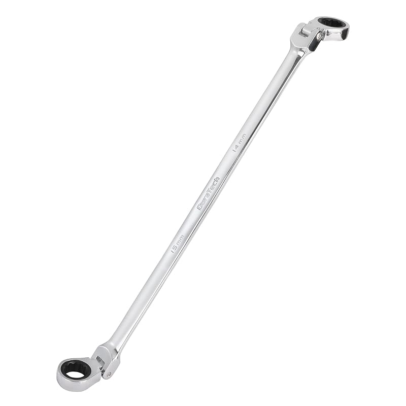 Chave Estrela Catraca 14 x 15 mm Extra Longa com Cabeça Flexível DURATECH