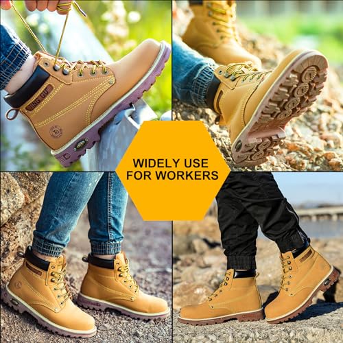 Image of Welding Work Boots for Men Women Slip on Steel Toe Safety Shoes Comfortable Indestructible Work Boots Puncture Proof Lightweight Breathable Construction Shoes