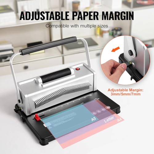 Rilegatrice manuale, raccoglitore a spirale in plastica con sistema di filo metallico per l'organizzazione di documenti in casa e ufficio