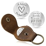 Jack&Chris Pocket Hug Token Long Distance Relationship Keepsake, Double Sided Message Engraved with Leather Keychain, JC65