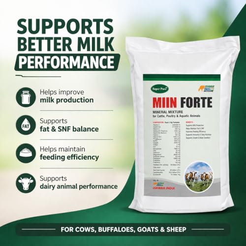 Image of MIIN Forte 20Kg Pouch | Water-Insoluble Mineral Mixture Powder for Cattle, Buffaloes, Cows & Goats | Complete Livestock Feed Supplement for Growth, Milk Yield & Immunity Booster