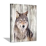 Hardy Gallery Gray Wolf Wall Art Print: Wild Animal Artwork Painting Picture on Canvas for Living Ro