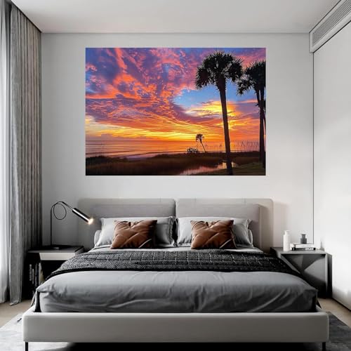 Peinture d'art abstrait de paysage marin moderne tableau 50x70cm