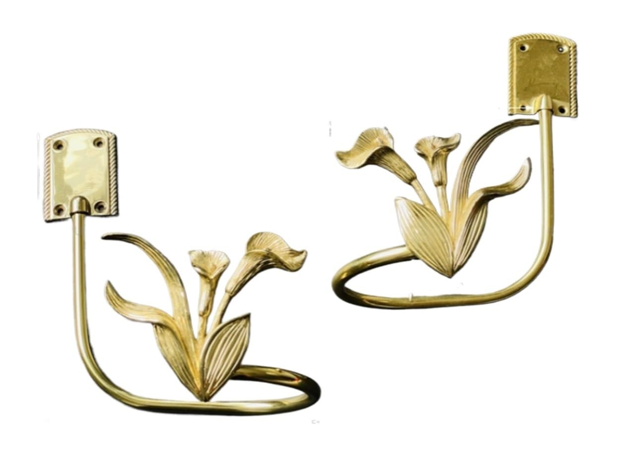Brass Curtain Tieback Hook Full Copper Curtain Hooks Golden Angel Buckles Holdbacks Wall Mounted Decor Hangers For Window Dressing Diyhome(Orchid-A PAIR)