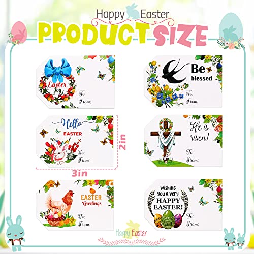 450 Pieces Easter Gift Tag Stickers Easter Self Adhesive Name Tags Bunny Eggs Chick Presents Kraft Labels Stickers For Holiday Presents And Packages Happy Easter Decoration, 2 X 3 Inch (Bright Style) #TOP1
