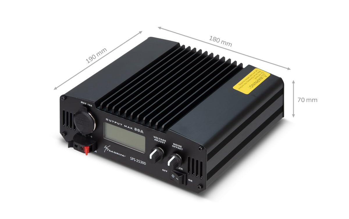 SPS 2530D SADELTA Fuente Alimentación Conmutada 25 amp con Display, Voltaje Regulable 9 a 15 voltios.