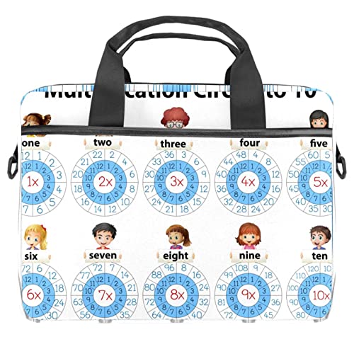 Sacoche bandoulière pour ordinateur 13 à 14.5 pouces avec motif cercles de multiplication mathématiques