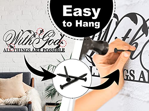 Vivegate With God All Things Are Possible Sign Metal Wall Decor, 18"X12" Inch Religious Scripture Black Christian Bible Verses Everthing Is Possible With God Bibical Wall Hanging Decoration #TOP2