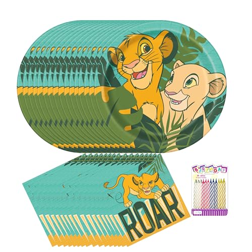 Lion King Party Supplies Pack for 16 Guests – Includes 9
