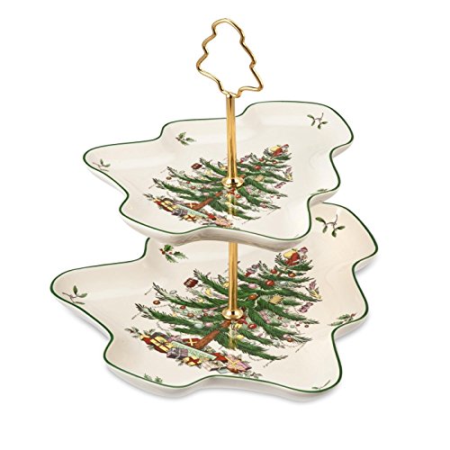 Spode Christmas Tree 2-Tiered Server, Tree-Shaped...