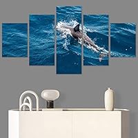SIGNWIN 5 Panel Canvas Wall Art Colorful Fish Group Marine Life Multicolor Nautical Photography Realism Ultra for Home Decorations Ready to Hang - 60