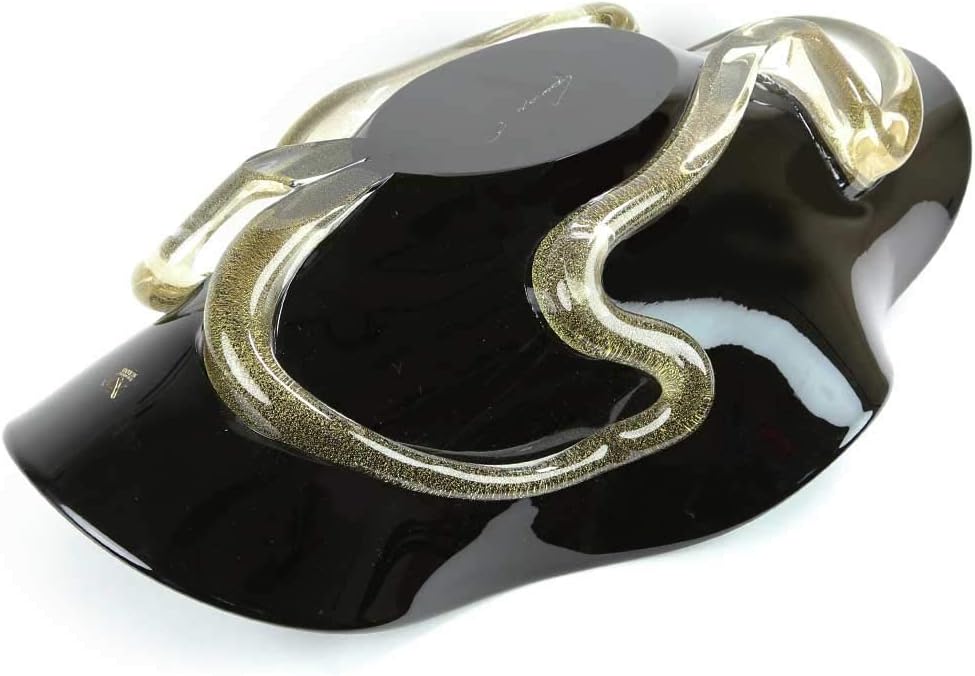 Glass Of Venice Murano Glass Centerpiece Bowl - Black and Gold