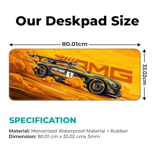 Image of Mercides-AMG Gaming - Extended 80x33CM Large Rubber Base Mat with Stitched Edges, Non-Slip Design for Ultimate Setup Accessories & PC Use - Long Pad for Gamers