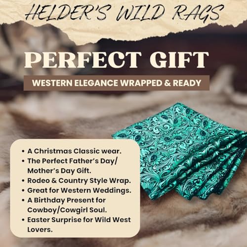 Wild Rag Silk Scarf 36'', Western Cowboy Bandana Square Silky Scarves,Floral Tooled Leather Wild Rags4