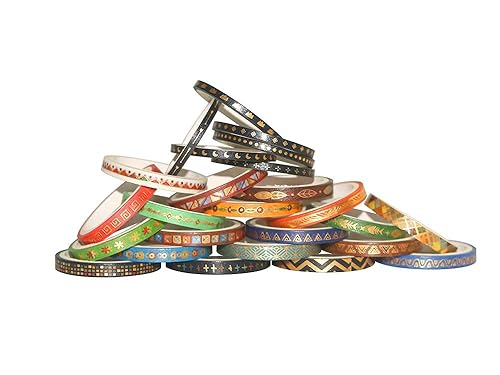 Miniatura 4 de YUBBAEX Juego de 26 rollos de cinta washi india, 0.197 in de ancho, tótem folclórico dorado fino decorativo para diario, álbum de recortes, agenda,
