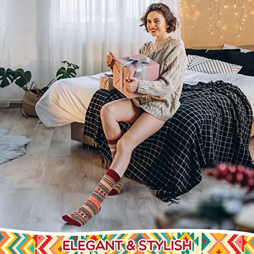 Hicarer 50Pairs Winter Vintage Socks Bulk, Warm Wool Thick Knit Thermal Socks for Women Men Christmas Gifts2