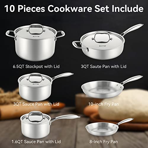 Duxtop Whole-Clad Tri-Ply Stainless Steel Induction Cookware Set, 10PC Kitchen Pots and Pans Set by duxtop - Image 7