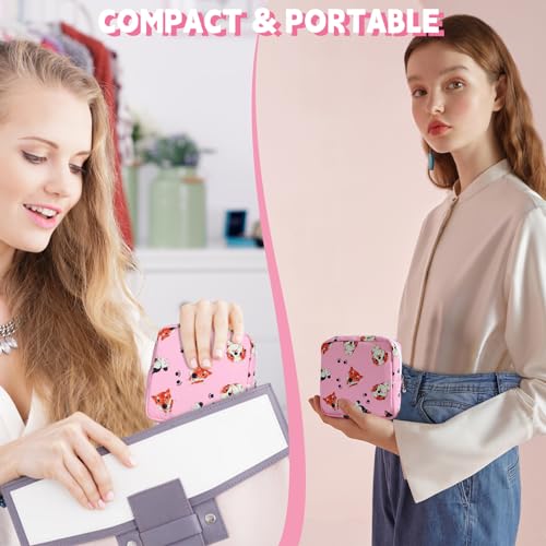 Image of Likesing 5.1 inch Mini Makeup Bag for Purse, Nylon Small Makeup Pouch Travel Cosmetic Make up Bags for Women Girls, Cute Preppy Mini Toiletry Bag Coin Pouch Period Bag(N1230 Pink)