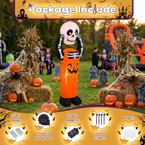 6 FT Halloween Inflatable Pumpkin Skeleton with LED Lights - image 4