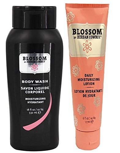 Herban Cowboy Moisturizing Body Wash (Blossom) and Daily Moisturizing Lotion (Blossom) With Sunflower Seed Oil and Rosemary Leaf Extract, 18 fl. oz. and 6 fl. oz. Each