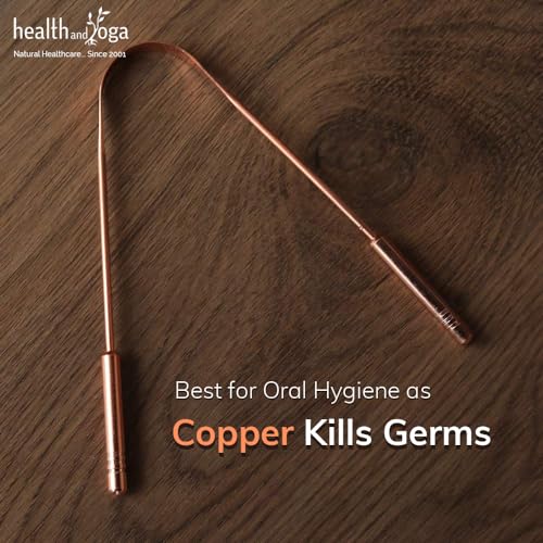 Image of HealthAndYoga Pure Copper Tongue Cleaner | Ayurvedic Tongue Scraper for Adults | Natural Oral Care for Bad Breath | qSwipe | Pack of 1