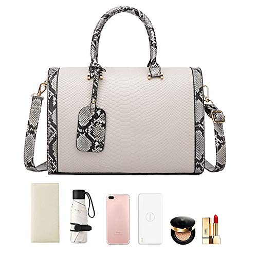 Kennedy Us Women Large Pu Leather Snake Tote Handbag Snakeskin Hobo Single Shoulder Bag, Silver-Gray #TOP2