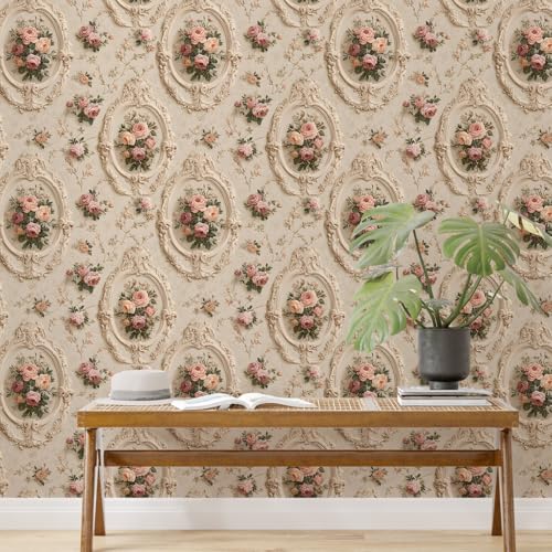 Image of PAPER PLANE DESIGN Vintage Floral Peel & Stick Wallpaper Roll | Decorative Self-Adhesive Wall Covering | 16 in x 90 in (A)