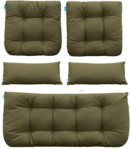 Miniatura 21 de QILLOWAY - Cojines de asiento de mimbre para patio al aire libre, juego de sofá, dos almohadas en forma de U, dos almohadas lumbares para muebles