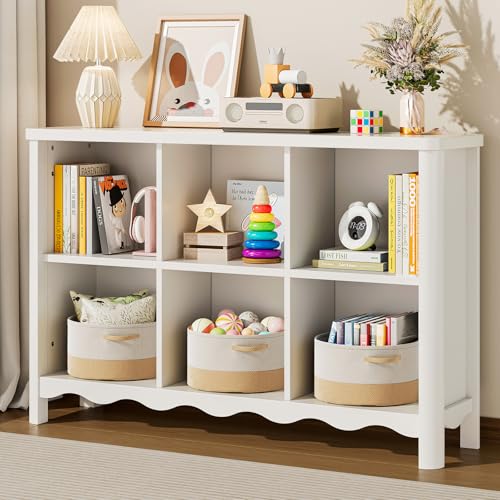 ONBRILL 6 Cube Storage Organizer Shelf Bookshelf and Toy Storage Organizer for Kids Rooms Small Book Shelf for Child Display Cabinet Bookcase for Living Room Study Room Office (White)