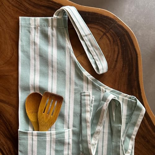 Image of Oak & Lily 100% Cotton Kitchen Apron | Fully washable with large front pocket | European quality | Made for Indian sizes