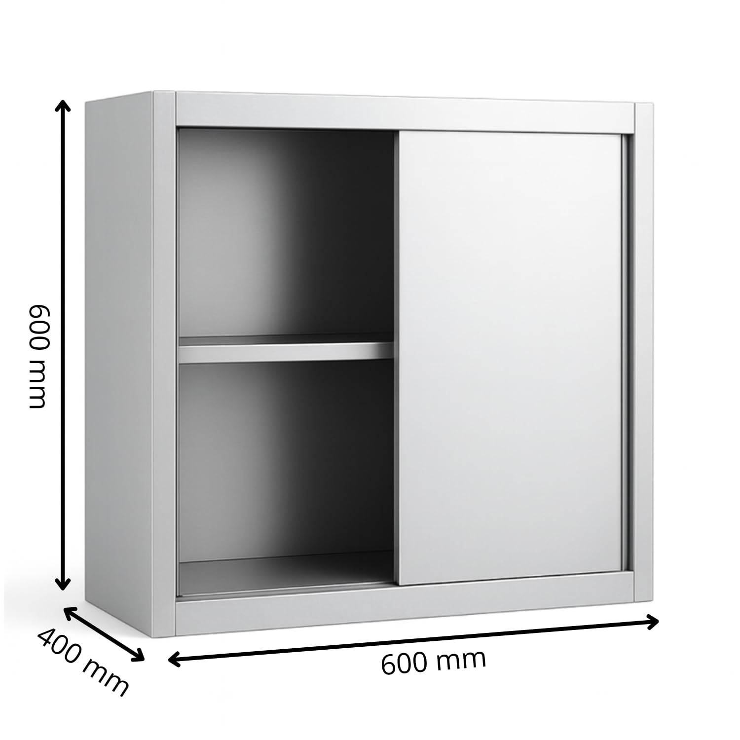 Générique Armadietto da parete in acciaio inox professionale – 600 x 400 x 600 mm – ante scorrevoli – struttura smontabile – finitura liscia facile da pulire