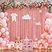 10×10ft Dusty Rose Tulle Backdrop Curtain with Lights String for Parties, Sheer Photo Curtain Backdrop Drapes for Wedding Party Photography Backgrounds